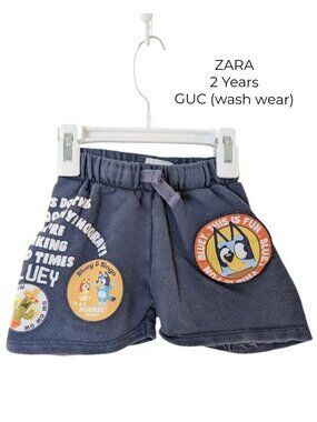 Zara Toddler Bluey Character Navy Blue Shorts 2 Years